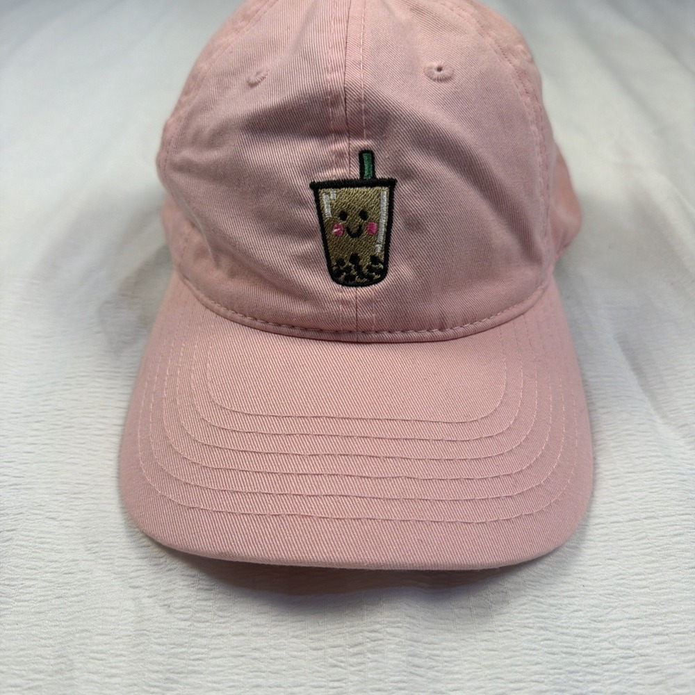 Boba Bubble Tea Slideback Hat Pink‎ One Size Embroidered ChoKoLids